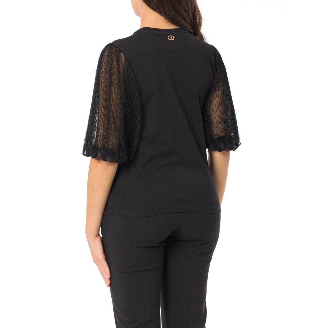 T-shirt con maniche plumetis Twinset