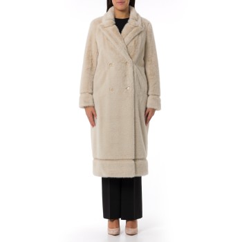 Cappotto doppiopetto in faux fur Twinset