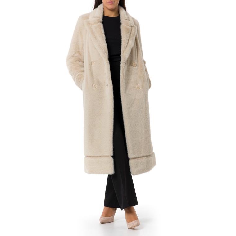 Cappotto doppiopetto in faux fur Twinset