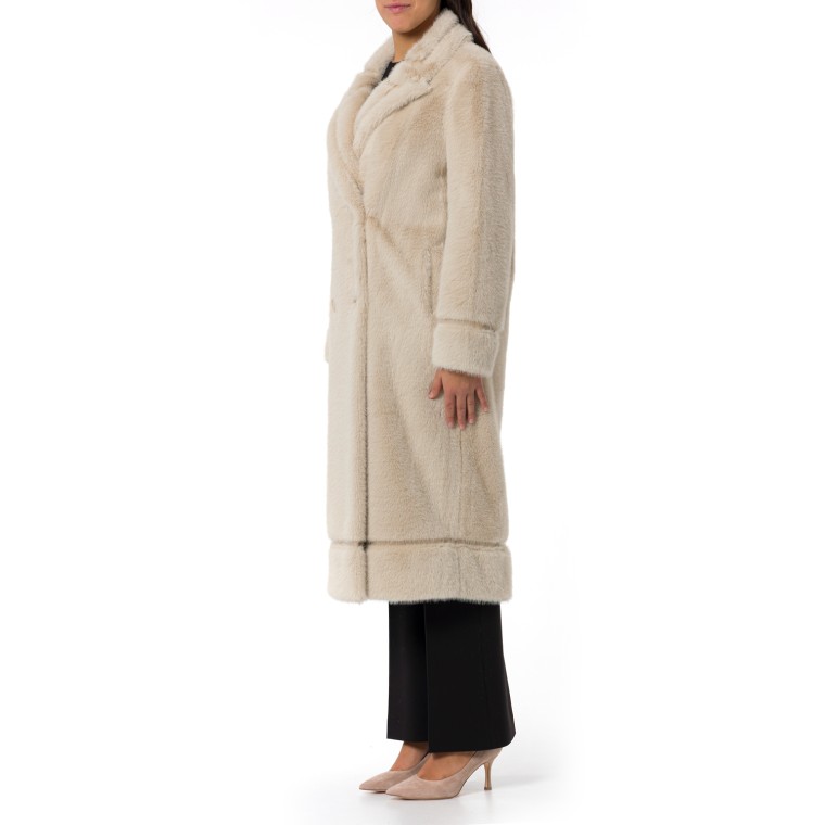 Cappotto doppiopetto in faux fur Twinset