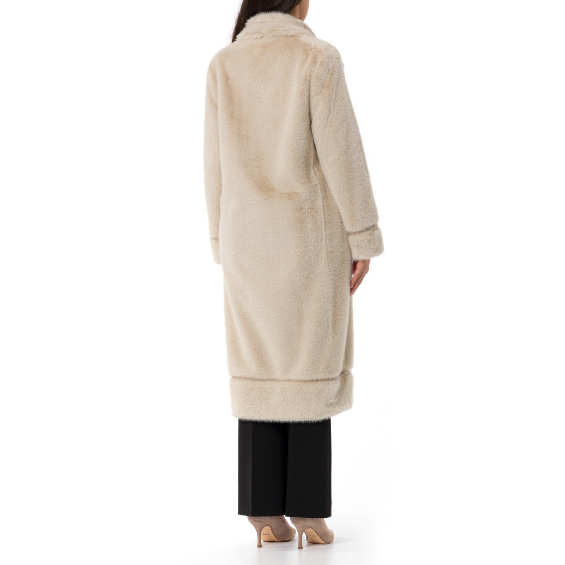 Cappotto doppiopetto in faux fur Twinset