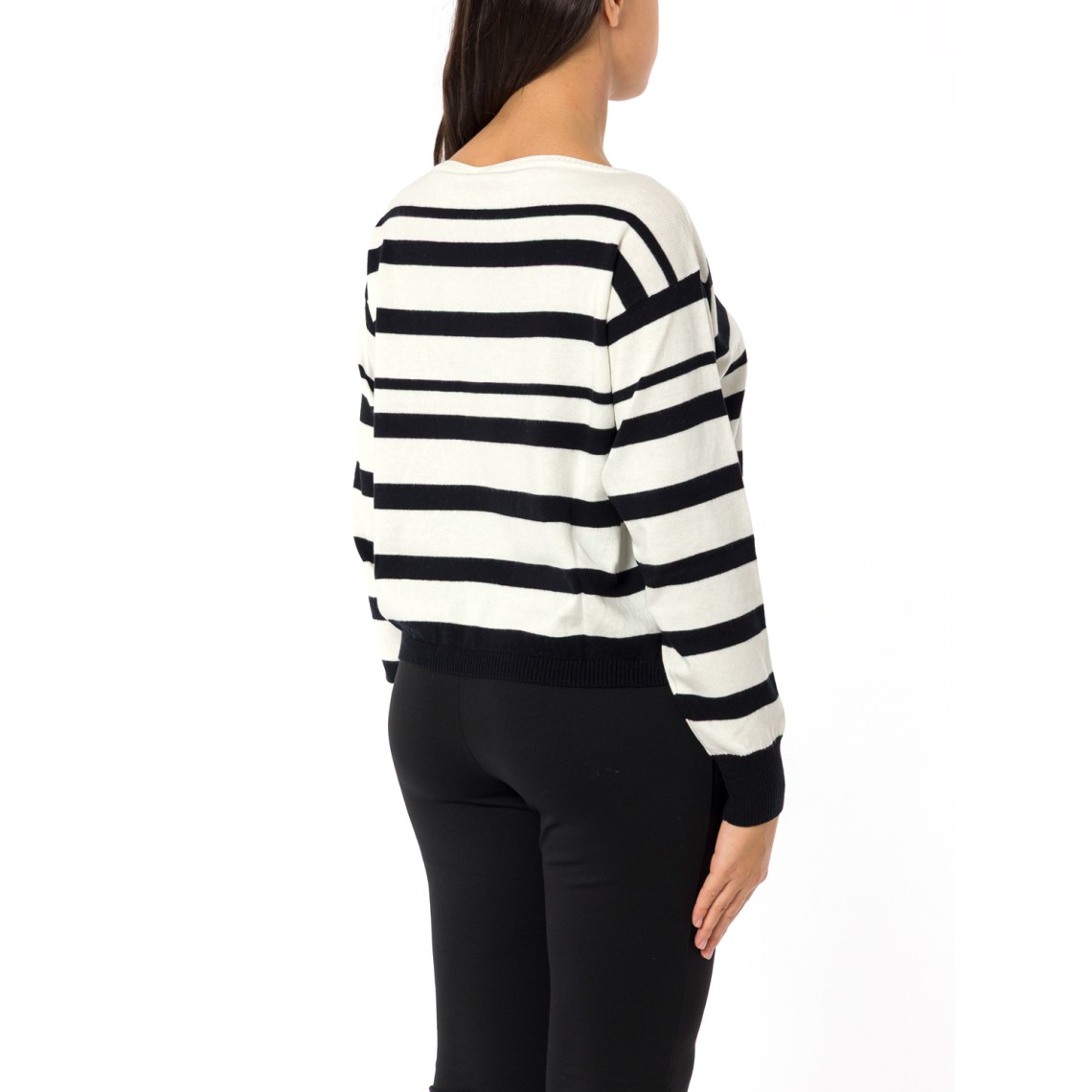 Maglia a righe con logo ricamato Twinset