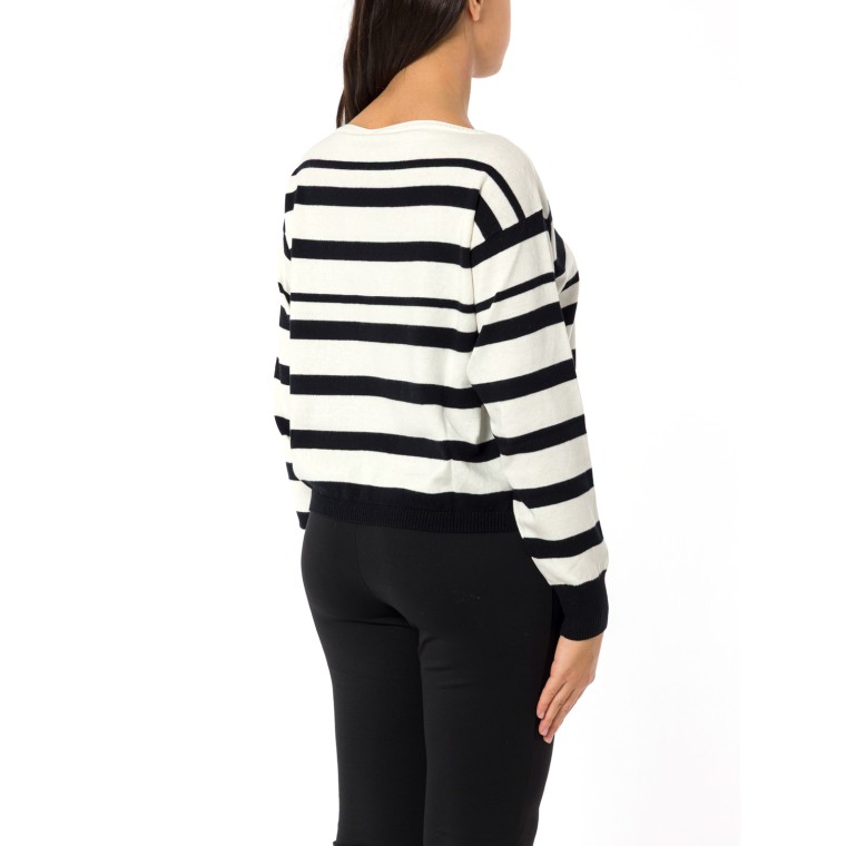 Maglia a righe con logo ricamato Twinset