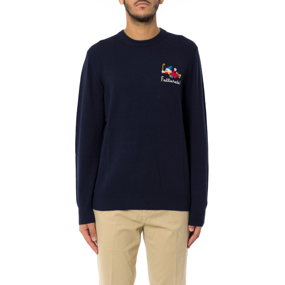 Maglia a girocollo "Fatturate!" Mc2 Saint Barth in misto lana