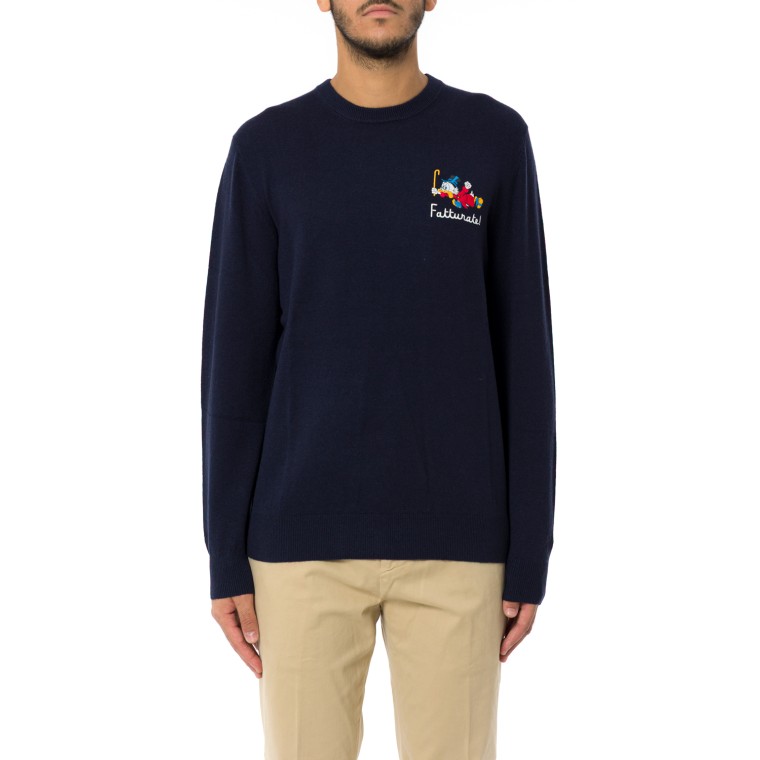 Maglia a girocollo "Fatturate!" Mc2 Saint Barth in misto lana