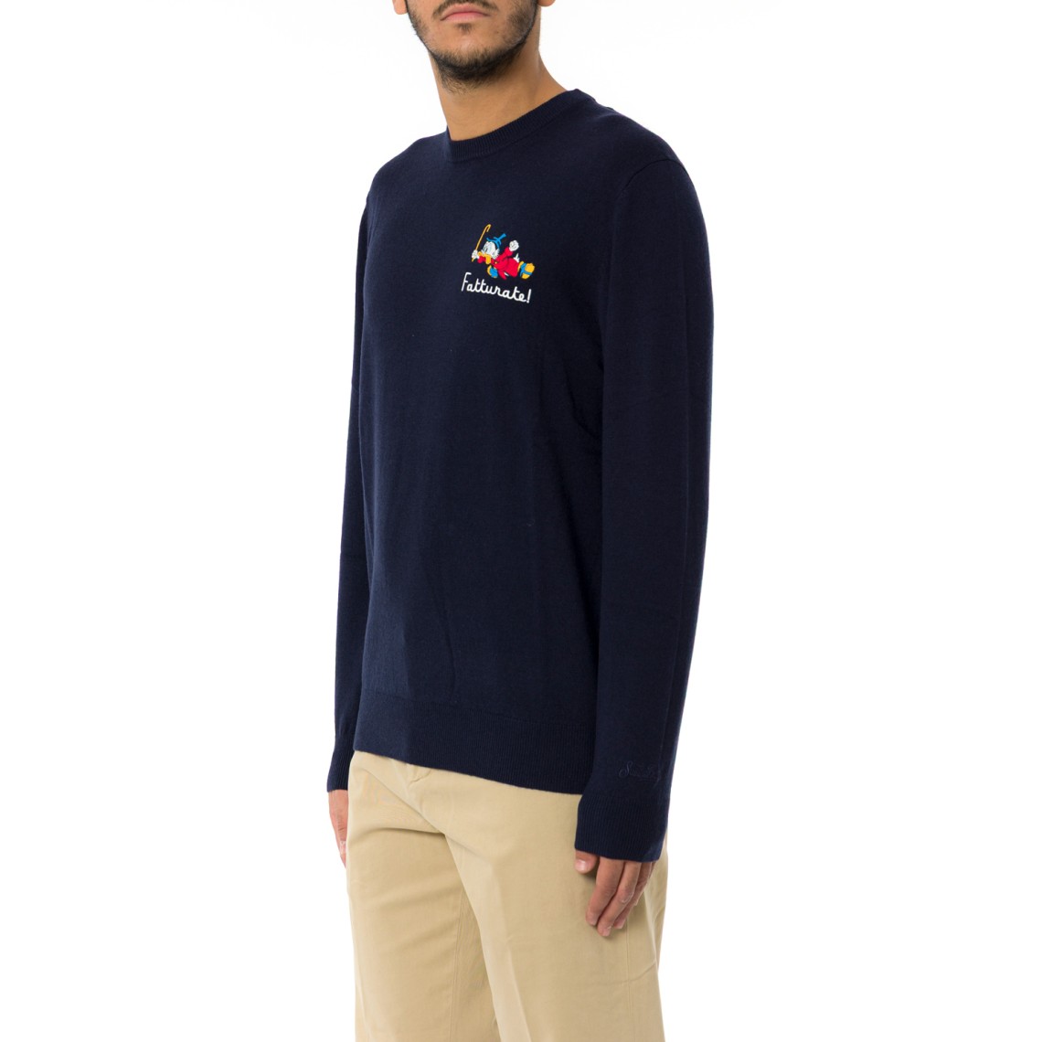 Maglia a girocollo "Fatturate!" Mc2 Saint Barth in misto lana