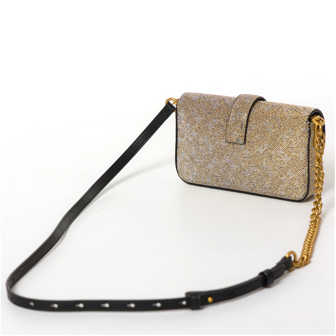 Borsa Baby Love Bag Slouchy Pinko in pelle full strass 