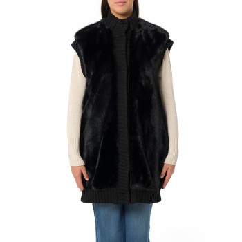 Gilet lungo effetto pelliccia Pinko