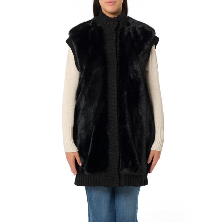Gilet lungo effetto pelliccia Pinko