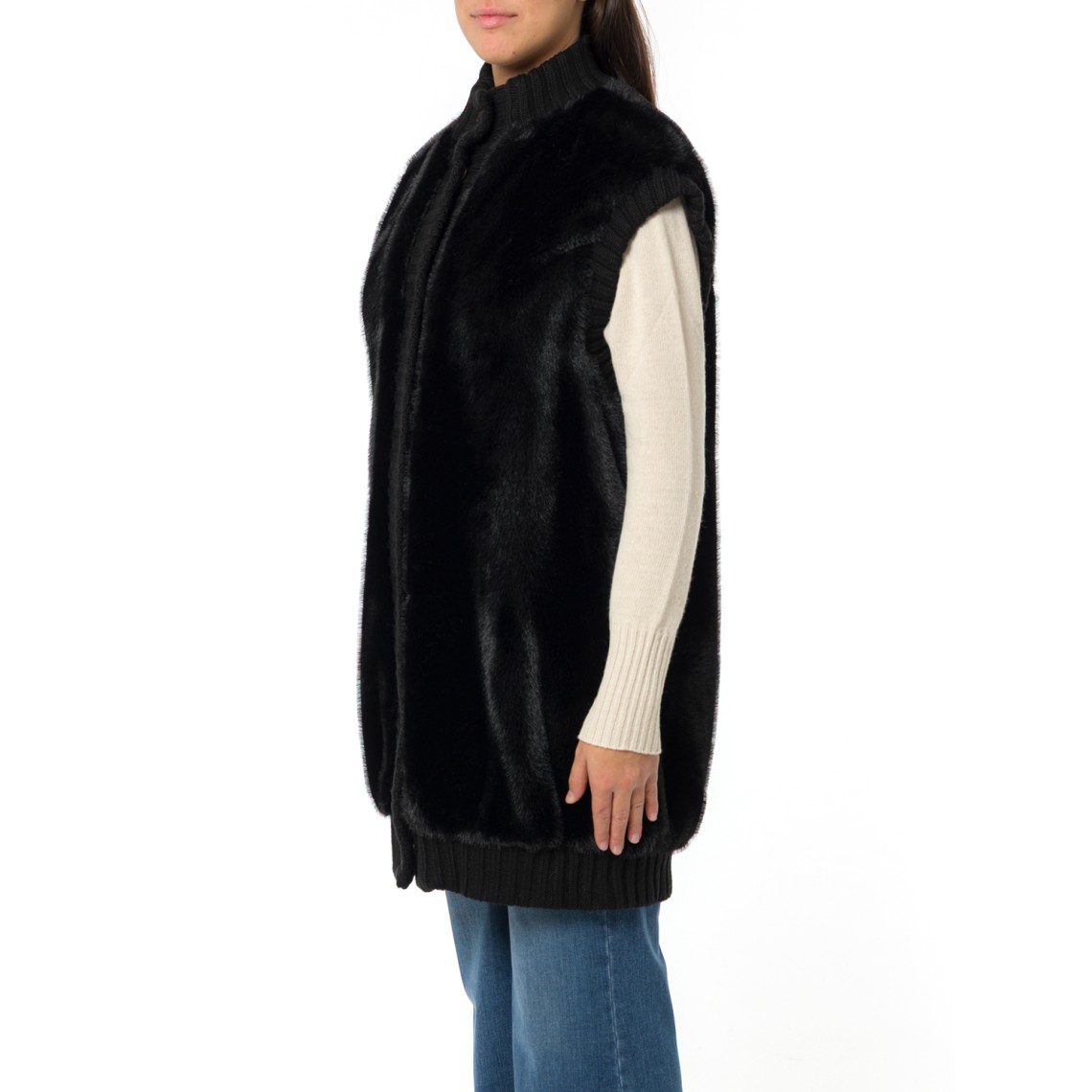 Gilet lungo effetto pelliccia Pinko