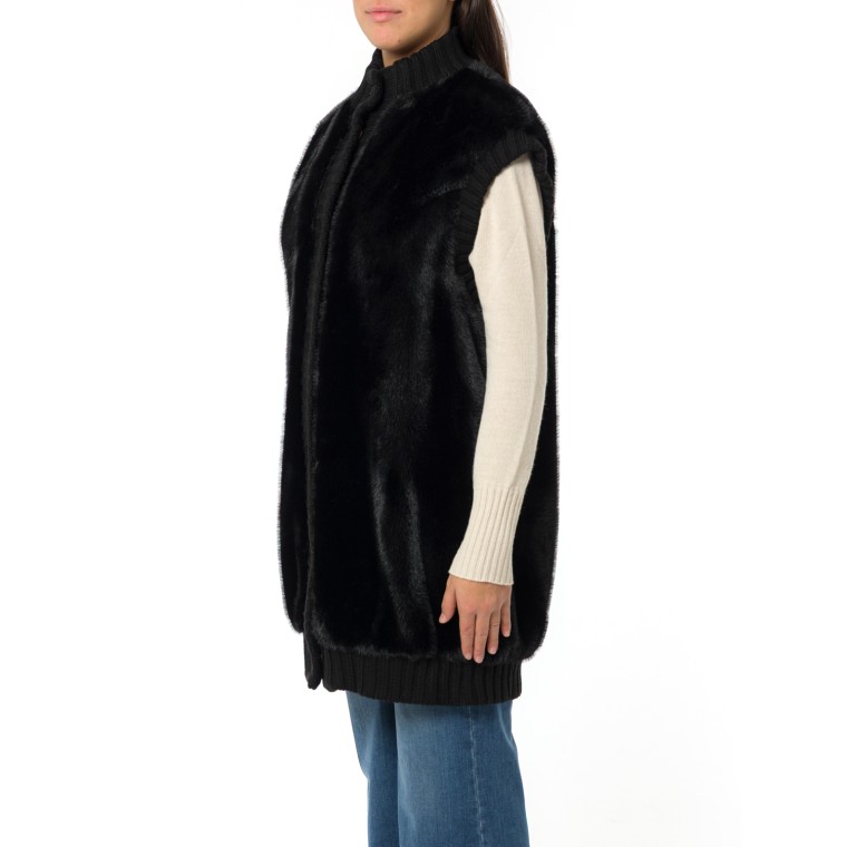 Gilet lungo effetto pelliccia Pinko