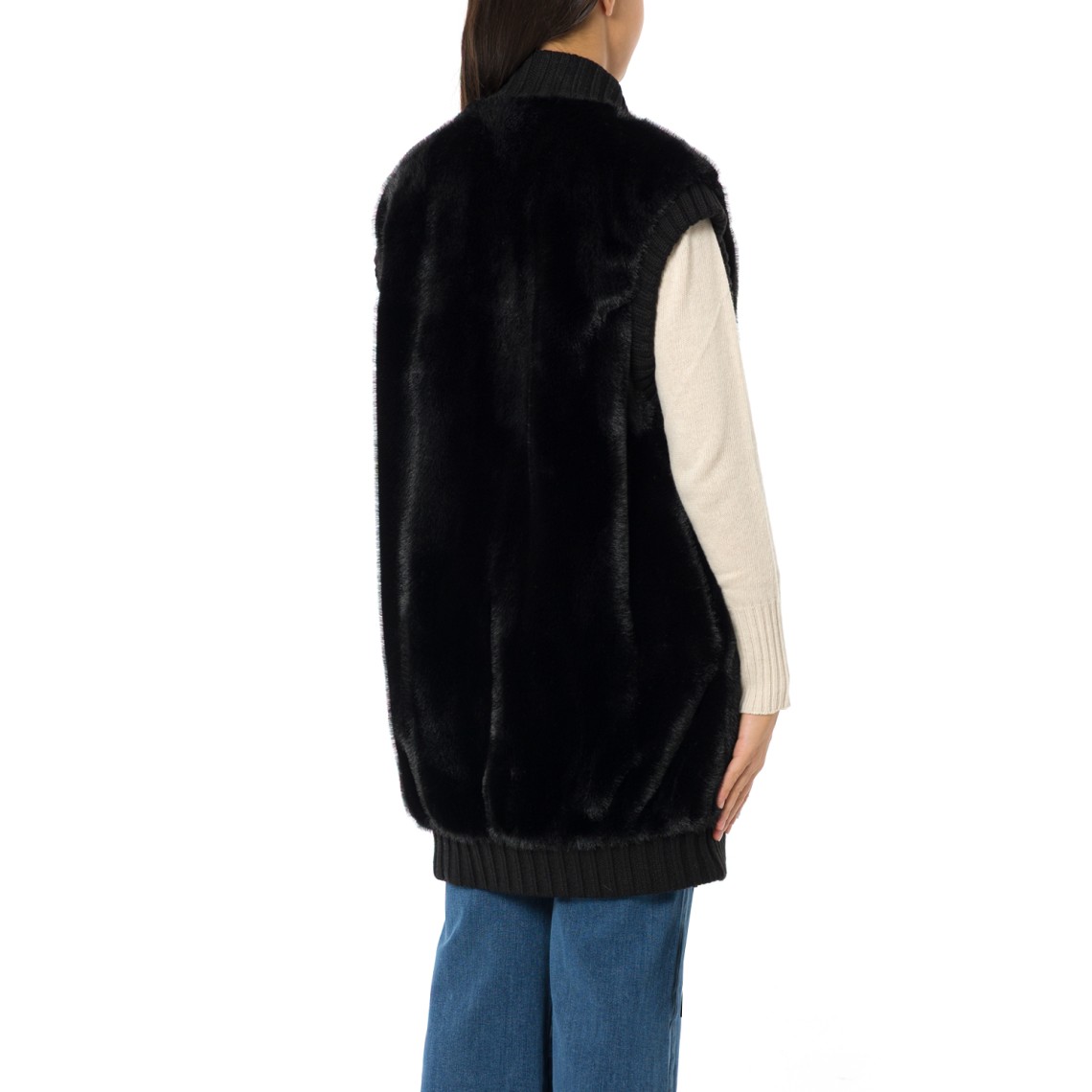 Gilet lungo effetto pelliccia Pinko