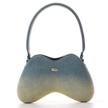 Borsa a spalla Double-D Diesel in denim solarizzato