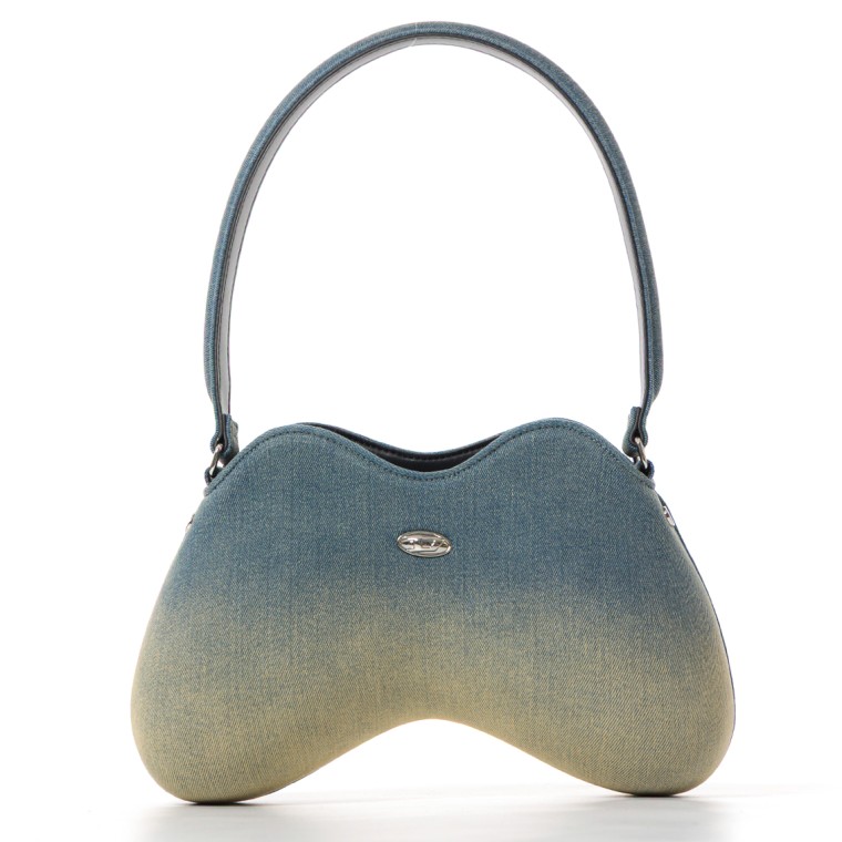 Borsa a spalla Double-D Diesel in denim solarizzato