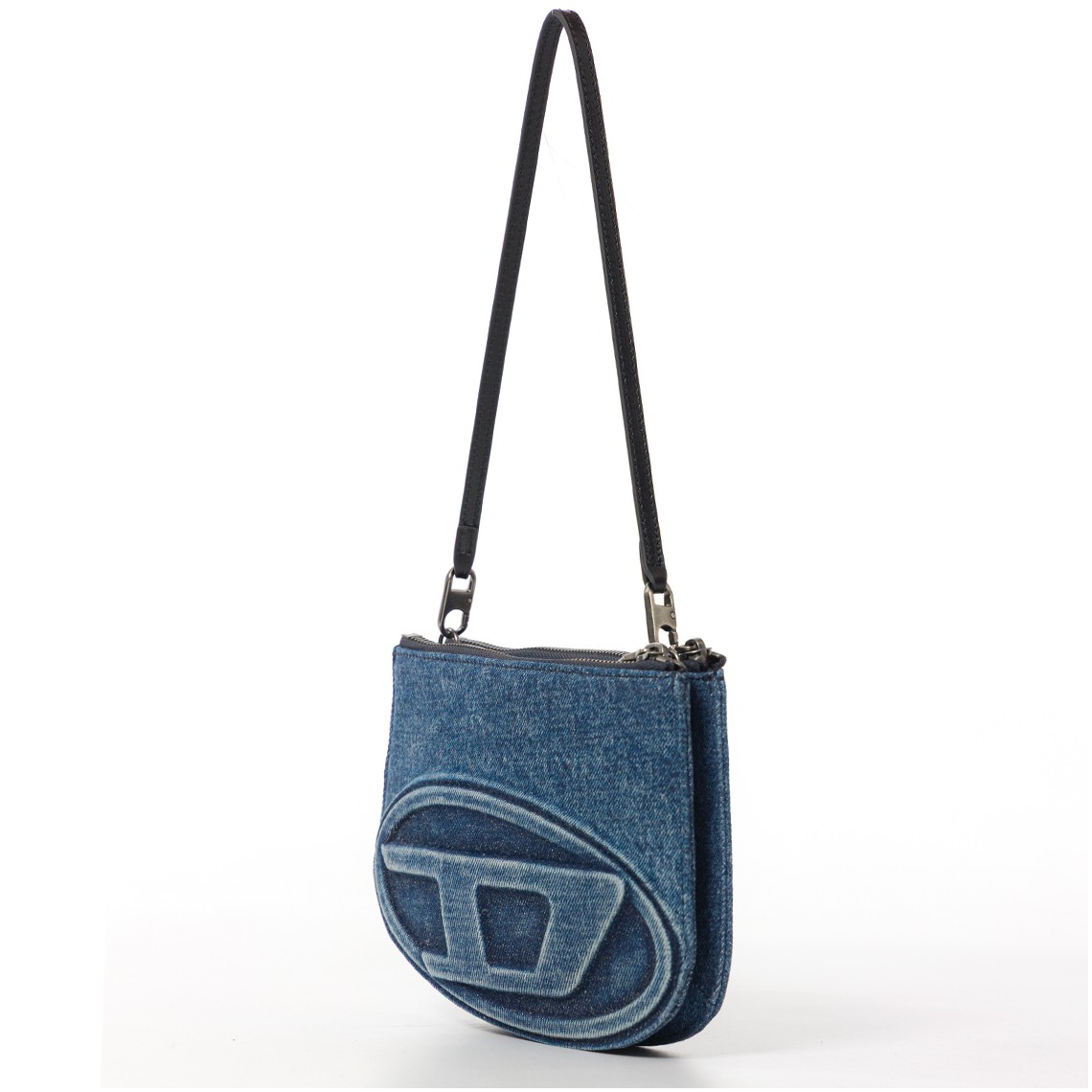 Borsa Diesel a due scomparti in denim solarizzato