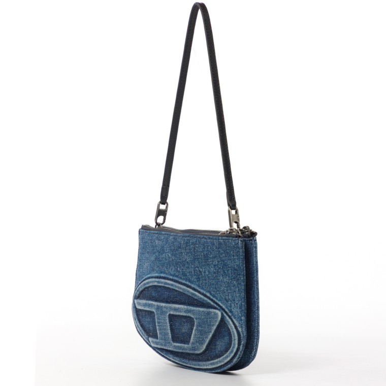 Borsa Diesel a due scomparti in denim solarizzato