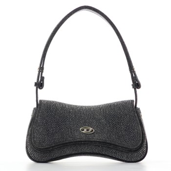 Borsa Diesel Play-Clutch in denim con cristalli