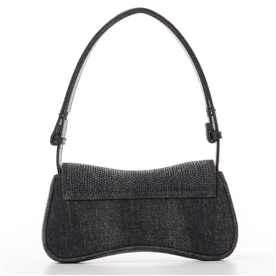 Borsa Diesel Play-Clutch in denim con cristalli