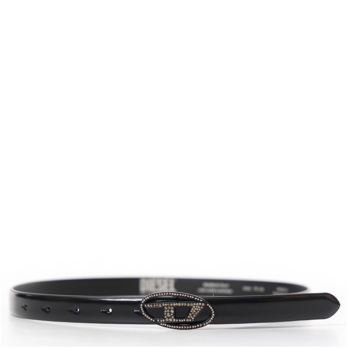 Cintura in pelle con fibbia strass Diesel 