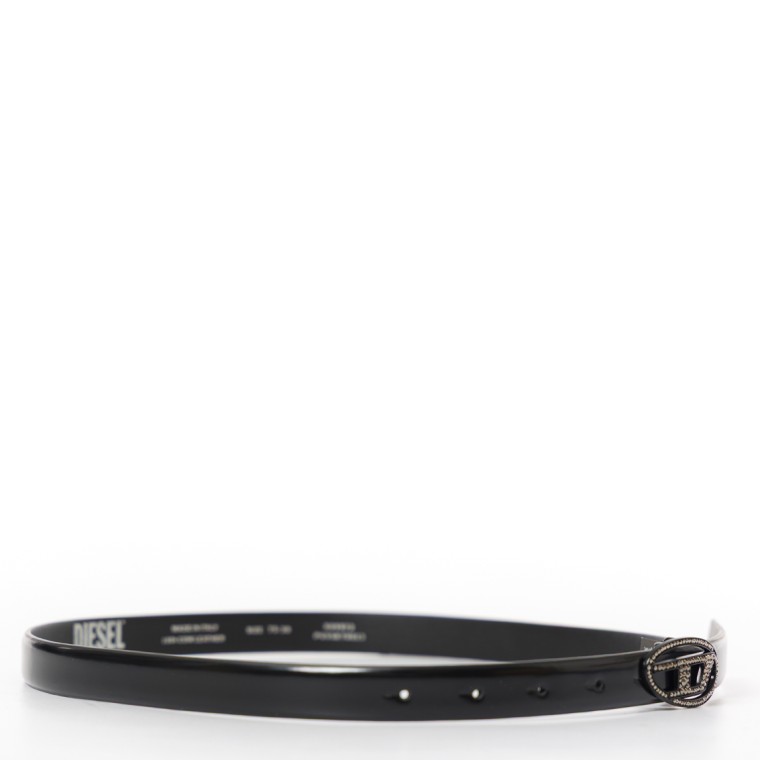 Cintura in pelle con fibbia strass Diesel 