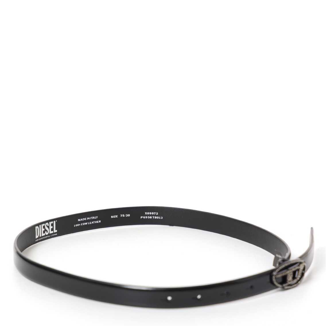 Cintura in pelle con fibbia strass Diesel 