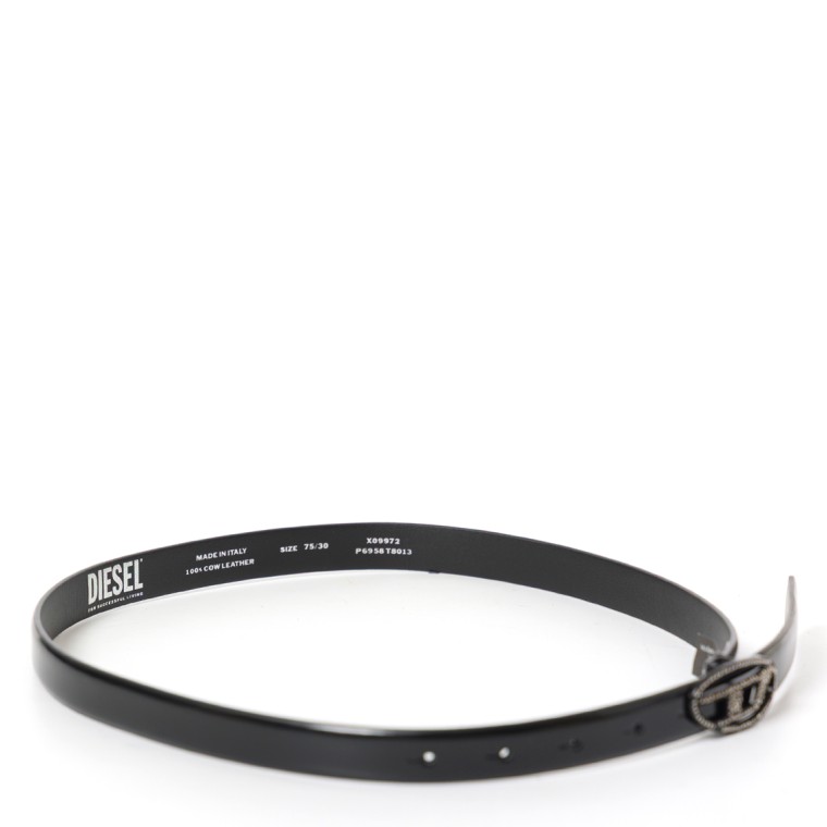 Cintura in pelle con fibbia strass Diesel 