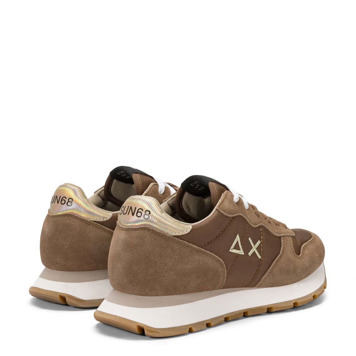 Sneakers Ally Gold Silver Sun68 in nylon e suede