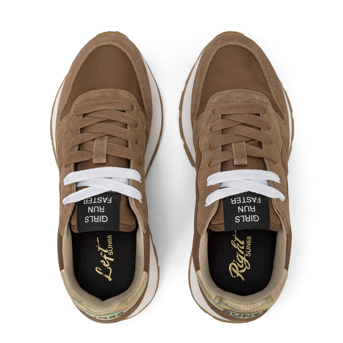 Sneakers Ally Gold Silver Sun68 in nylon e suede