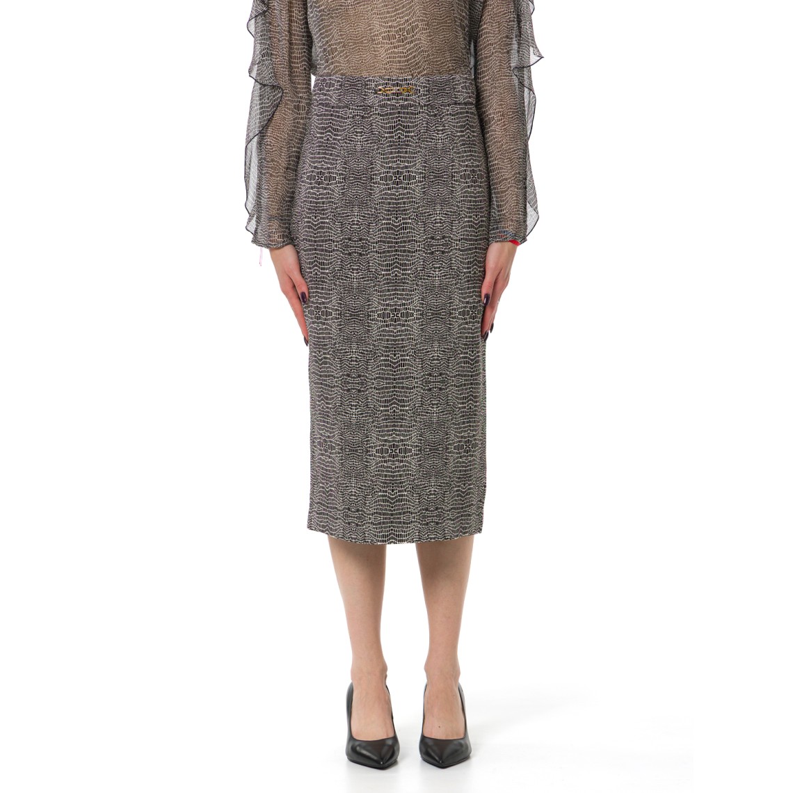 Gonna in viscosa con stampa pitone Elisabetta Franchi