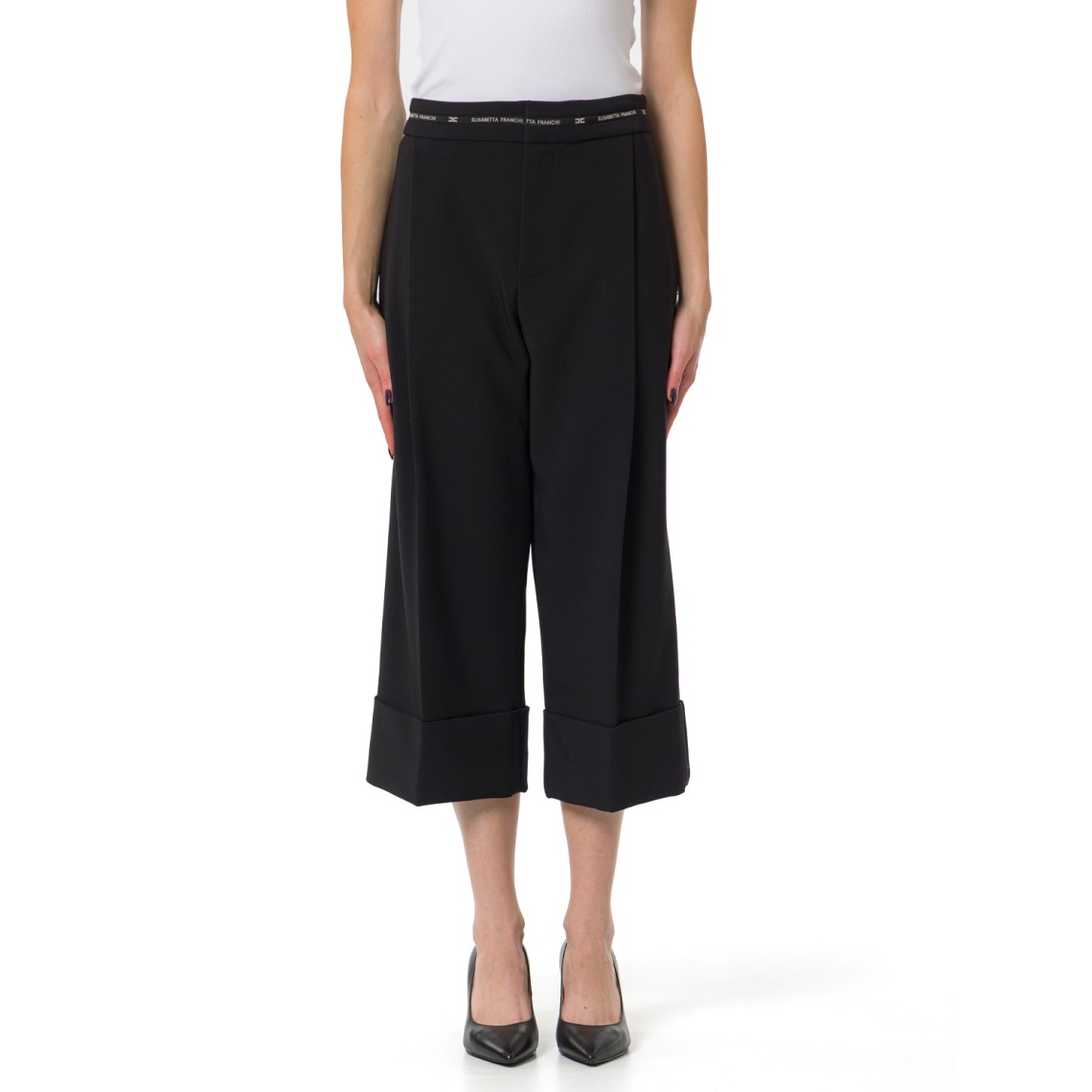 Pantalone cropped Elisabetta Franchi in crêpe