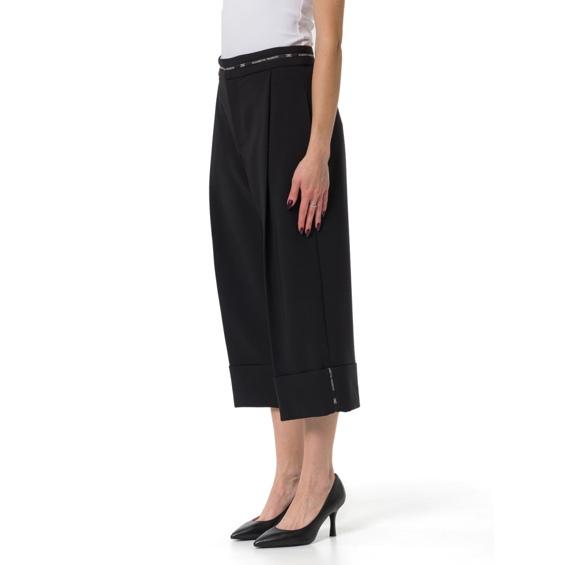 Pantalone cropped Elisabetta Franchi in crêpe