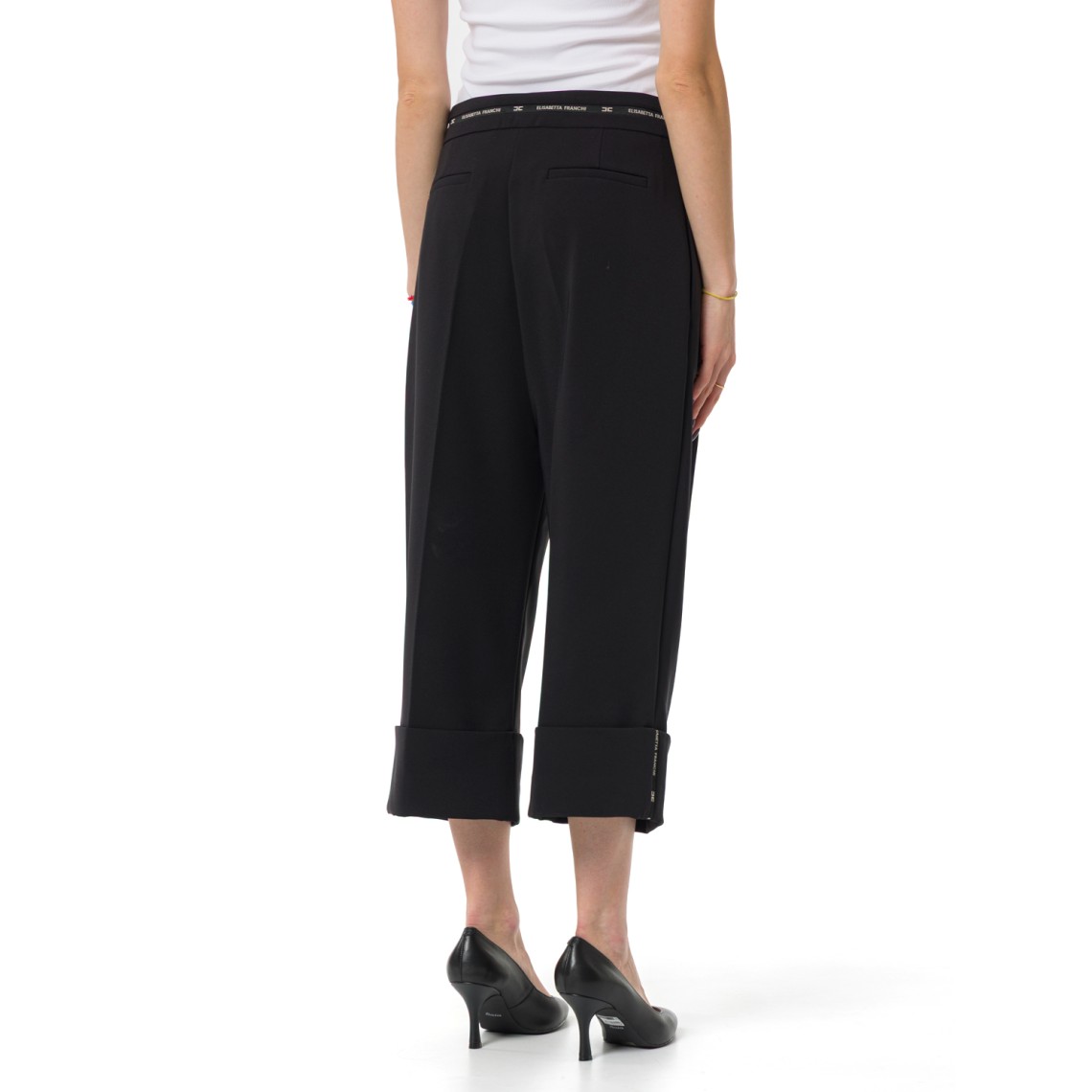 Pantalone cropped Elisabetta Franchi in crêpe