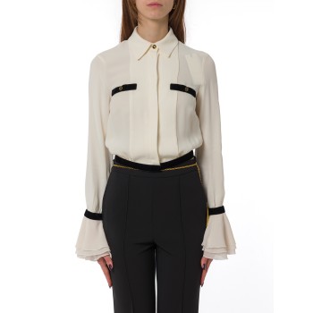 Camicia in georgette con bottoni gioiello Elisabetta Franchi