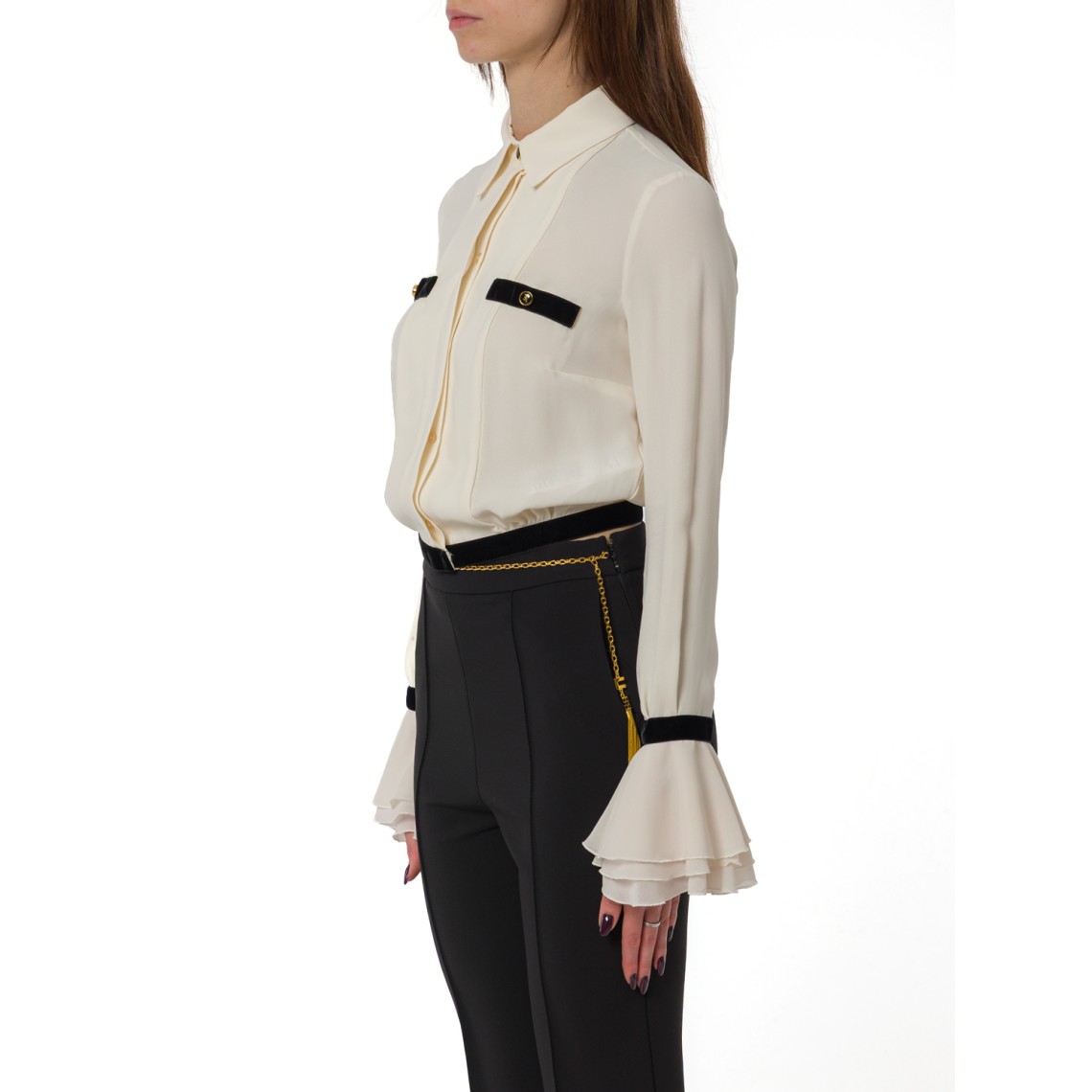 Camicia in georgette con bottoni gioiello Elisabetta Franchi