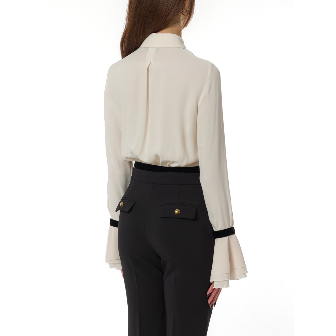 Camicia in georgette con bottoni gioiello Elisabetta Franchi