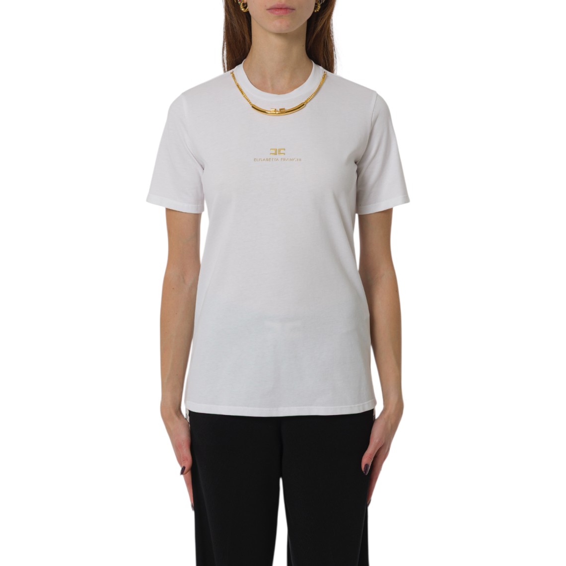 T-shit in cotone con gioiello Elisabetta Franchi