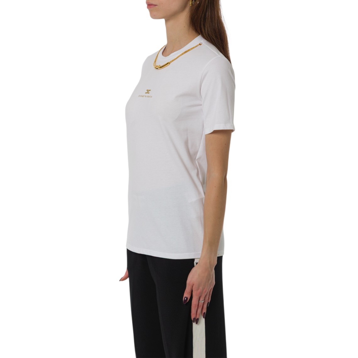 T-shit in cotone con gioiello Elisabetta Franchi