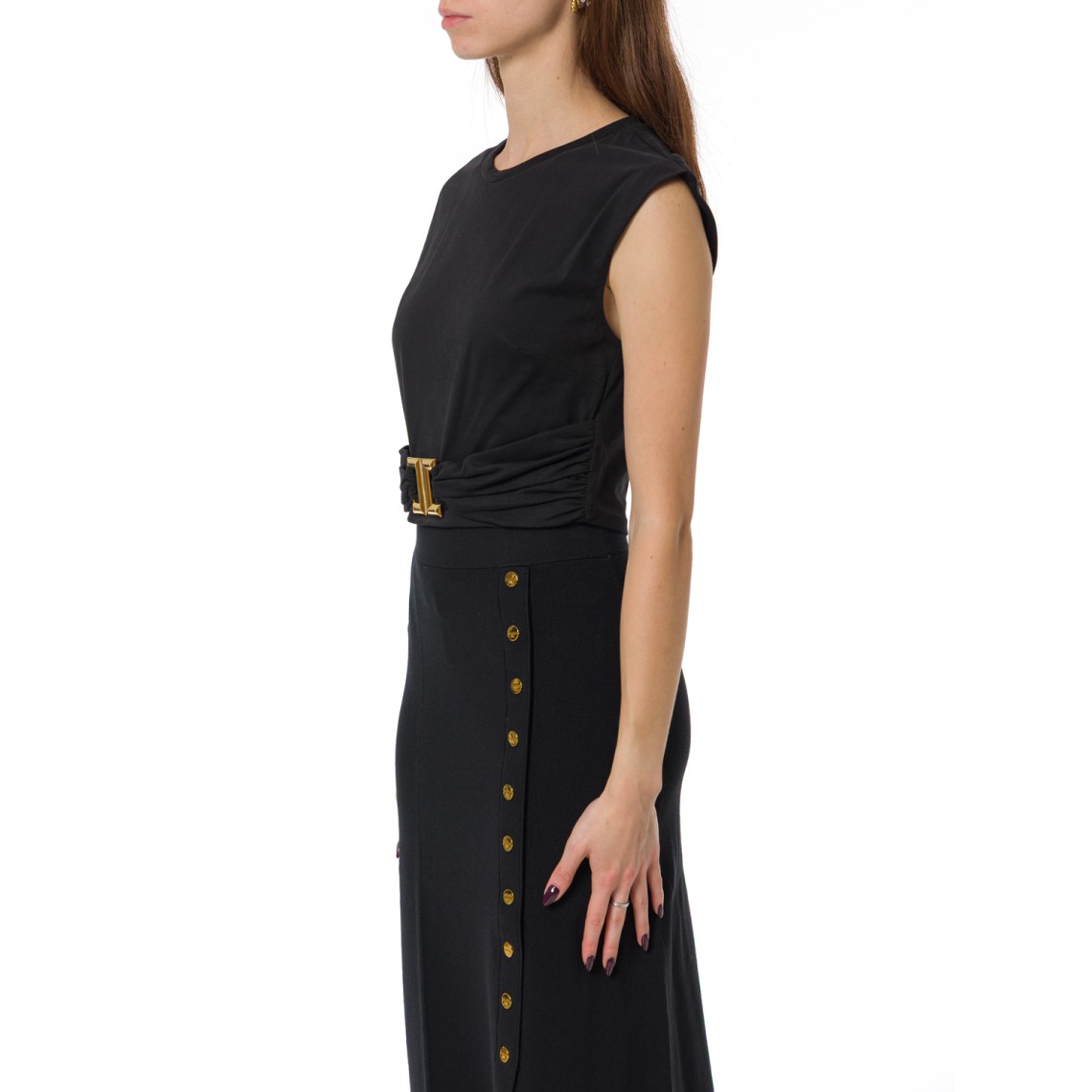 T-shirt cropped Elisabetta Franchi in cotone con monogram