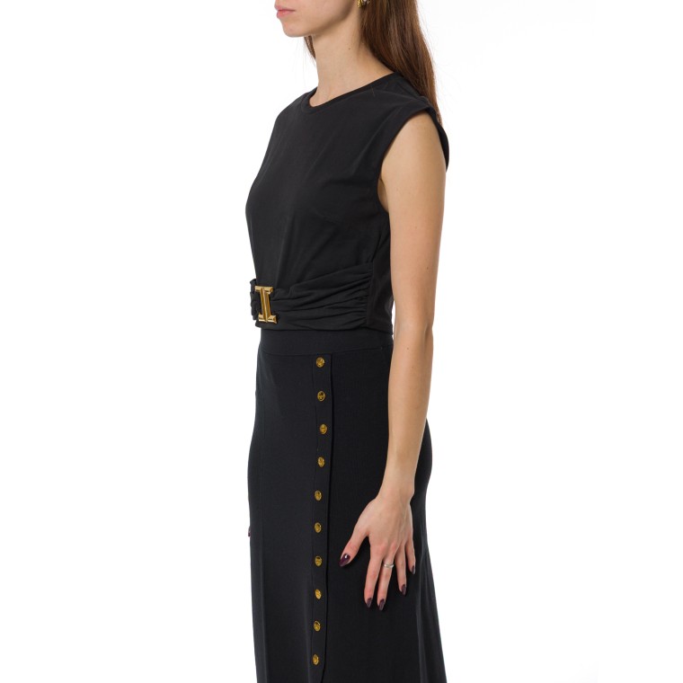 T-shirt cropped Elisabetta Franchi in cotone con monogram