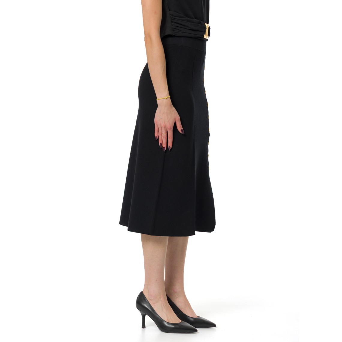 Gonna in maglia punto stoffa con bottoni gioiello Elisabetta Franchi