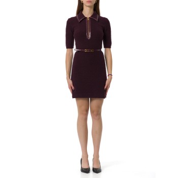 Abito in maglia bouclé con dettagli in vinile Elisabetta...