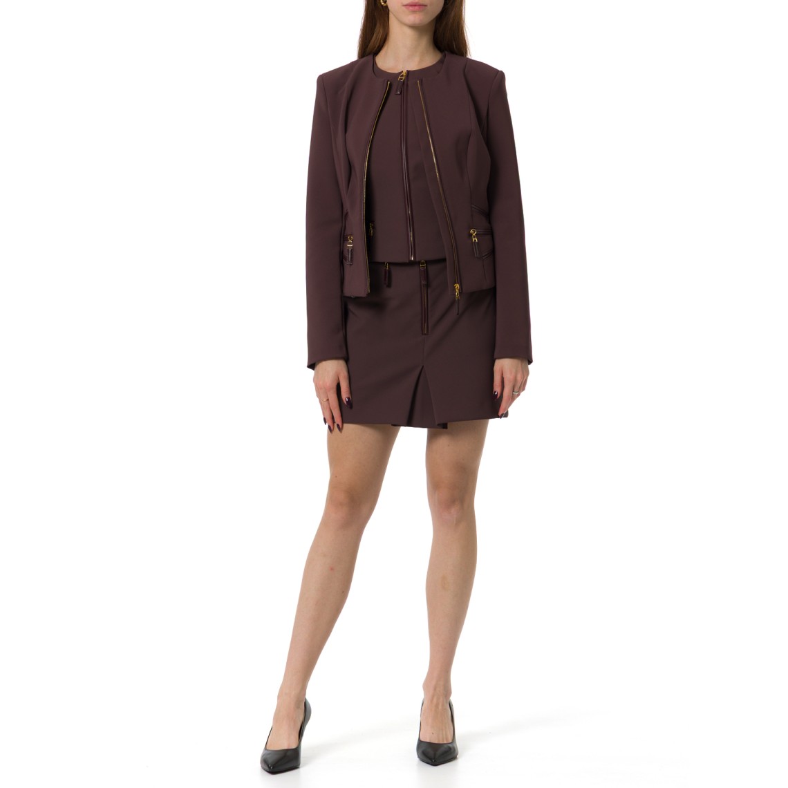 Giacca in doppio crêpe con dettagli zip Elisabetta Franchi