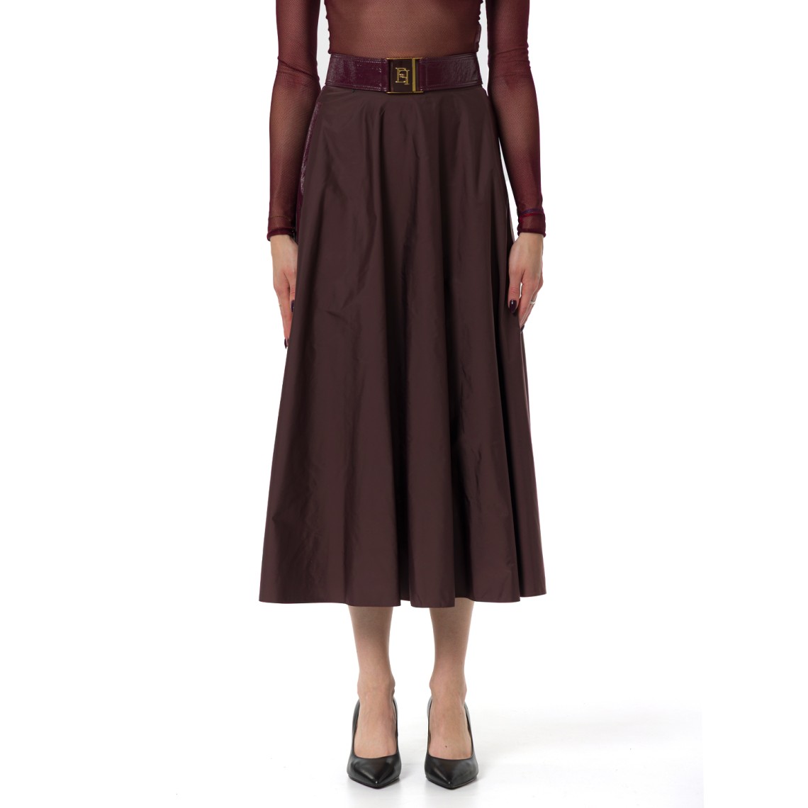 Gonna in tessuto vela con cintura Elisabetta Franchi