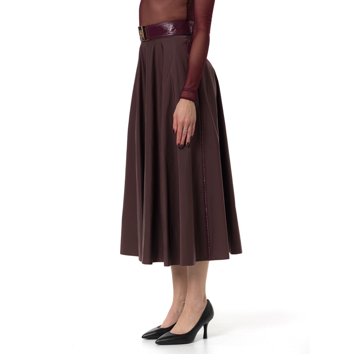 Gonna in tessuto vela con cintura Elisabetta Franchi