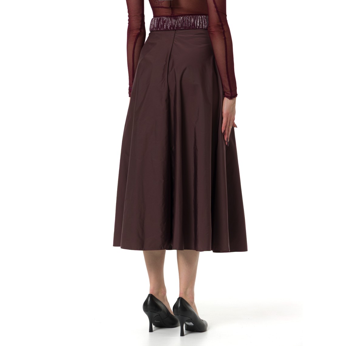 Gonna in tessuto vela con cintura Elisabetta Franchi