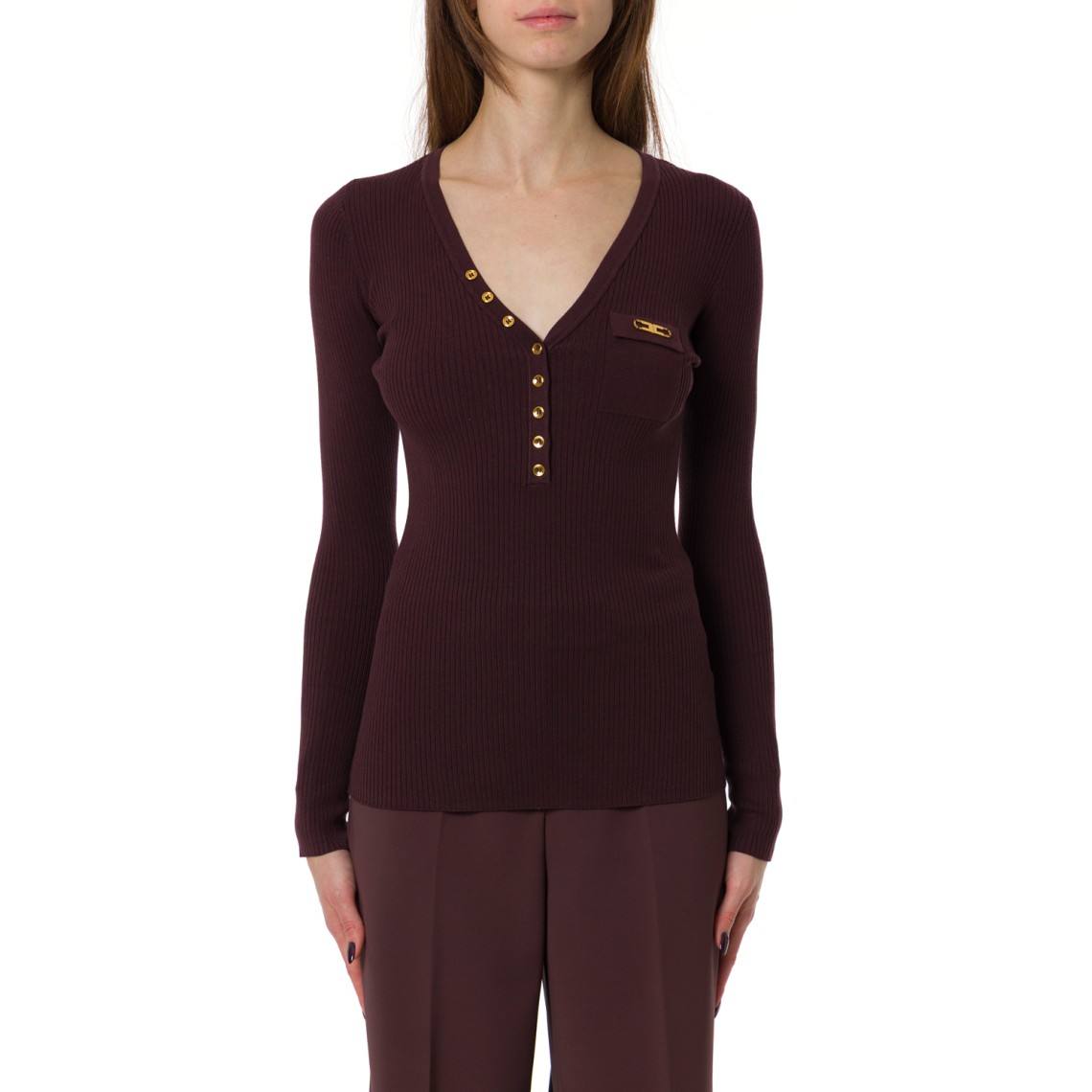 Maglia a costine con taschino Elisabetta Franchi