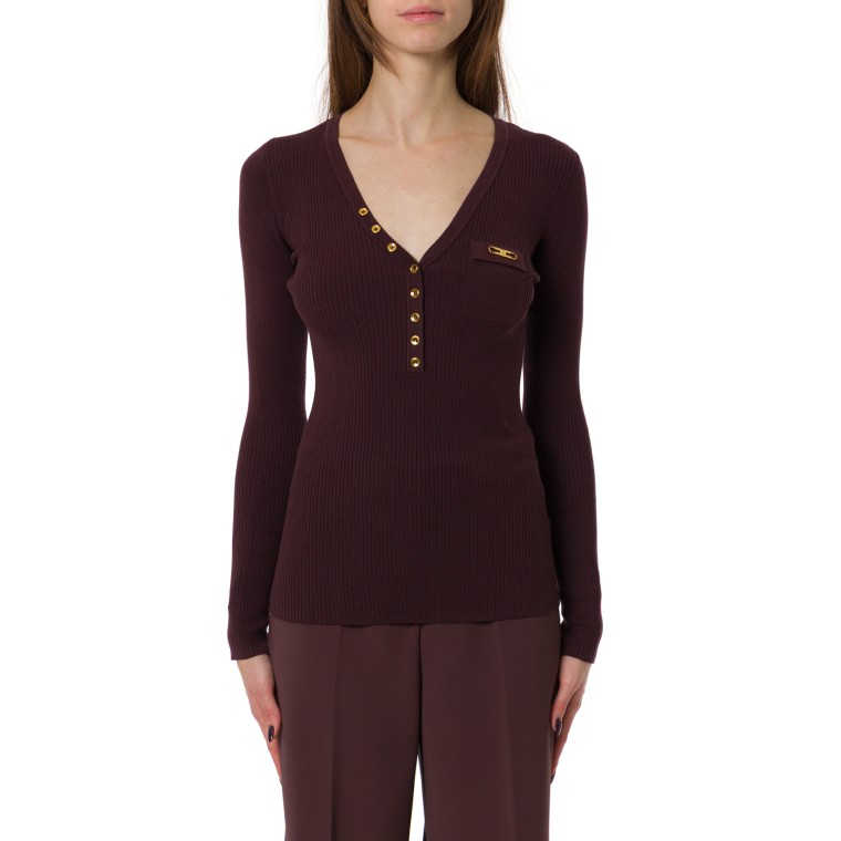 Maglia a costine con taschino Elisabetta Franchi
