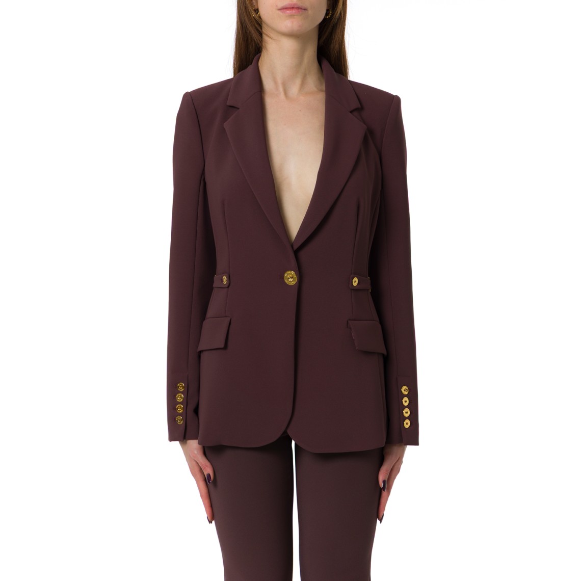 Giacca in crêpe leggero con dettagli gioiello Elisabetta Franchi