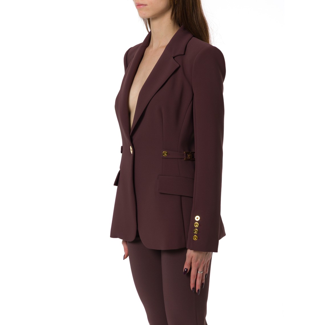 Giacca in crêpe leggero con dettagli gioiello Elisabetta Franchi