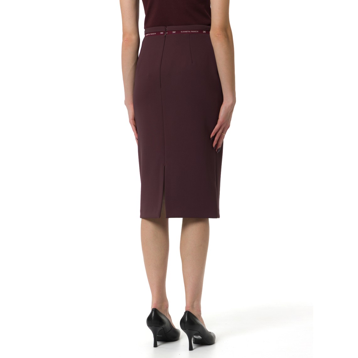 Gonna in crêpe con nastro logo Elisabetta Franchi